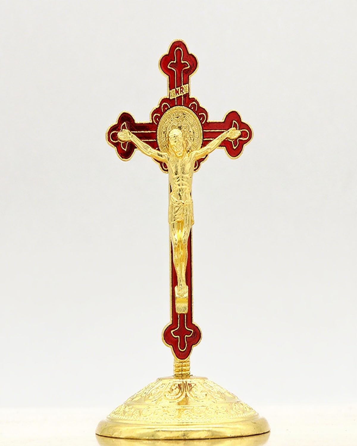 Jesus Statue, Gold and Red Car Decor, Idol on Cross in Antique Finish for Prayer, Religious Showpiece for Home, Office, Christmas Gift, Wedding Anniversary Present, Car Decoration Jesus Statue, Gold and Red Car Decor, Idol on Cross in Antique Finish for Prayer, Religious Showpiece for Home, Office, Christmas Gift, Wedding Anniversary Present, Car Decoration