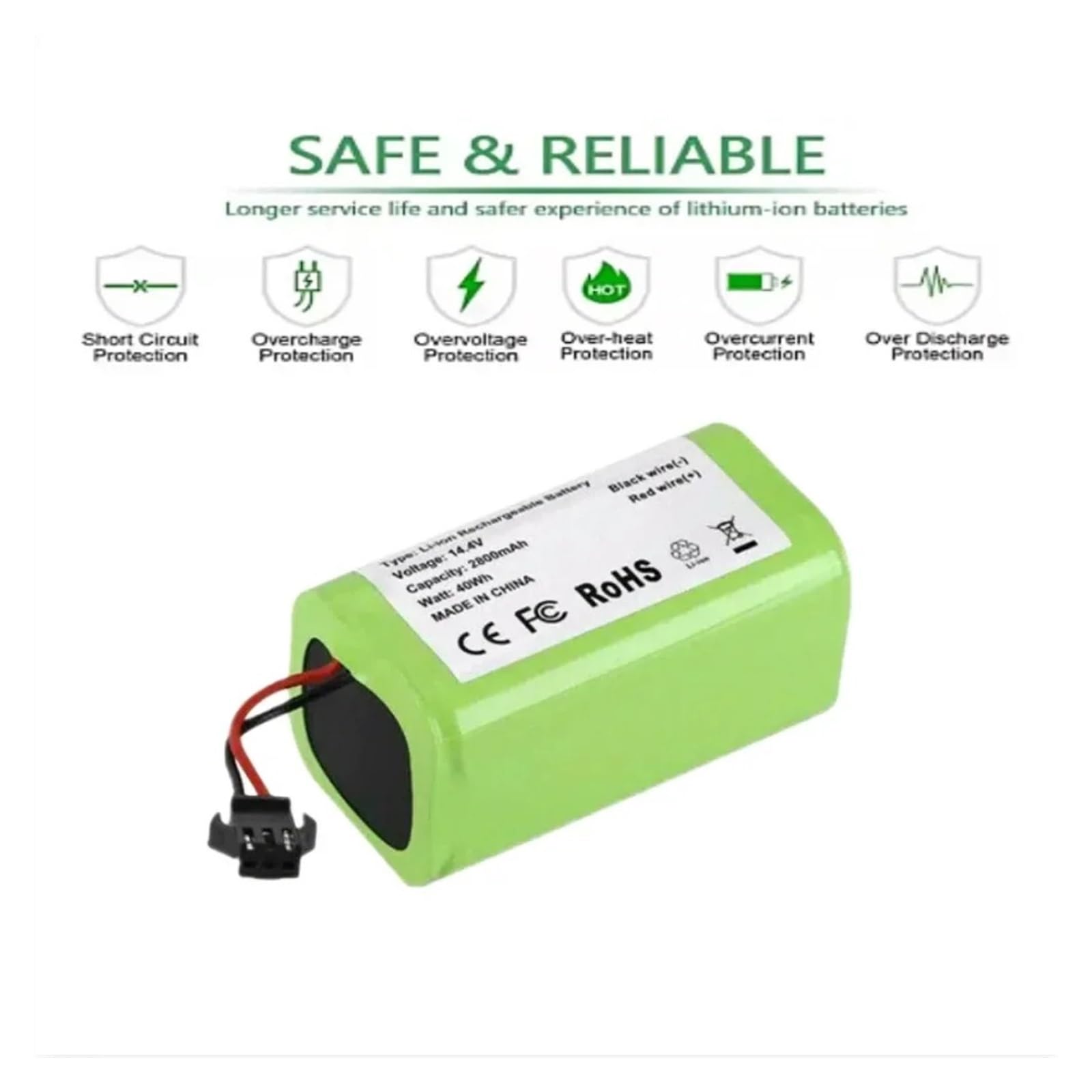 Batería De Repuesto 14,4V, Compatible Con Cecotec, Compatible Con CONGA, 950 990 999 1190 1091 1099 1790 1990 2290 5290 Batería De Aspiradora | 5200mAh