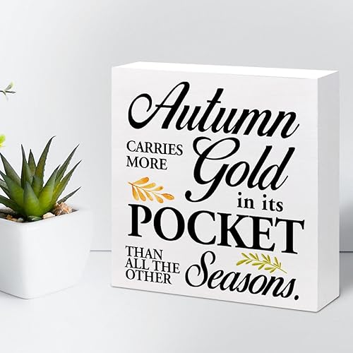 Miniatura 12 de Decoración de escritorio de otoño, Groovy Gobble Gobble Fall Thanksgiving Wood Block Sign Decoración de escritorio, caja de madera rústica de