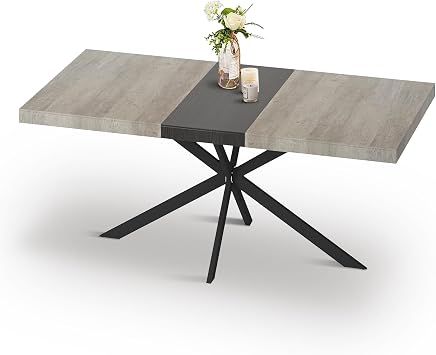 71 Inch Extendable Dining Table for 4 6 8 People,Rectangular Wooden Kitchen Table with Hidden Storage,Space Saving Design for Small Spaces Apartments Dining Room Large Family Dinners,Grey& Black