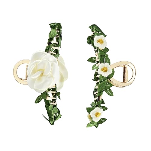 2 pinzas de metal para el pelo de múltiples formas, pinzas de pelo de flores de camelia para cabello fino y grueso medio, elegantes pasadores de