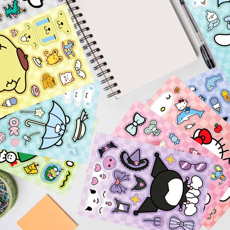 16 Pièces Autocollants Puzzle Visages Anime - DIY Stickers Expressions Cartoon Pour Enfants
