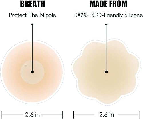 Miniatura 3 de 4 8 pares de cobertores de silicona para pezón, reutilizables, redondas, invisibles, L