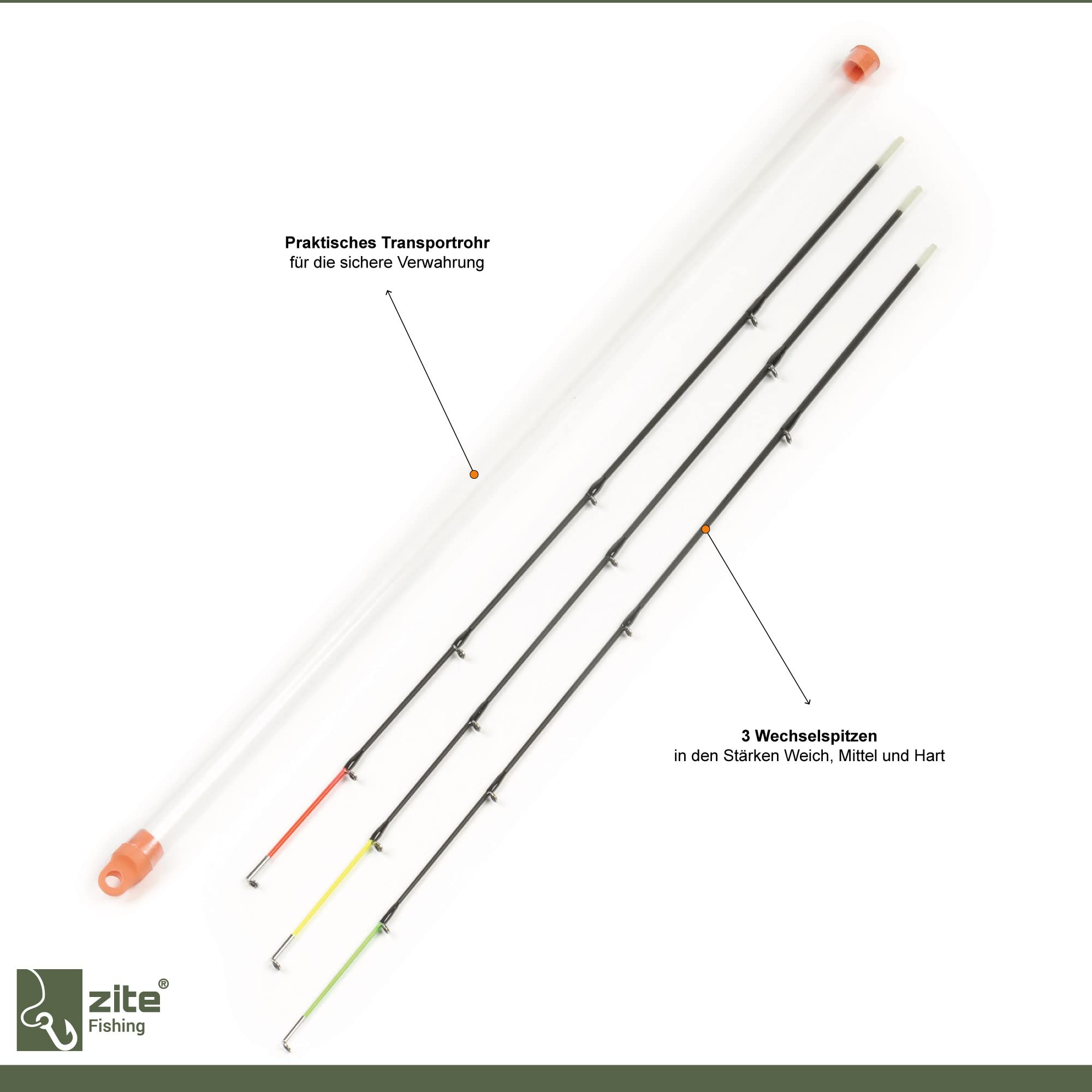 Zite Fishing Feeder-Angel-Set | Feederrute 3,30m 20-120g Wurfgewicht | ideal für Futterkorb-Angeln | Allround-Rolle bespult 3000 3BB | 2 Alu-Spulen