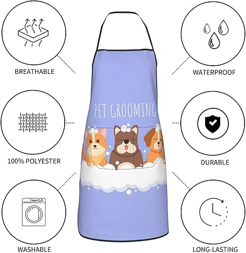 Miniatura 38 de Delantales florales mexicanos, delantal ajustable impermeable para barbacoa de cocina con 2 bolsillos, regalos para mujeres y hombres