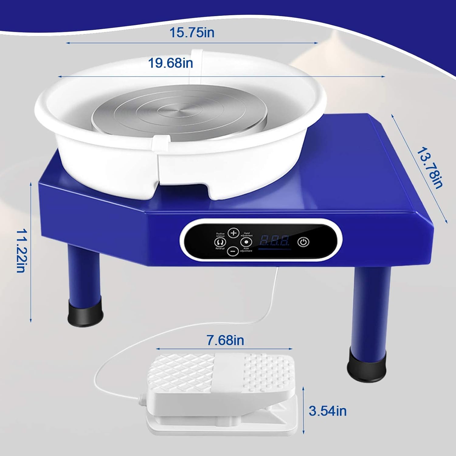 Pottery Wheel Forming Machine, 25CM 350W LCD Electric Pottery Wheel with Removable Foot Pedal DIY Clay Tool and Pedal for Beginners Adults Kids Ceramic Work Clay Art Craft