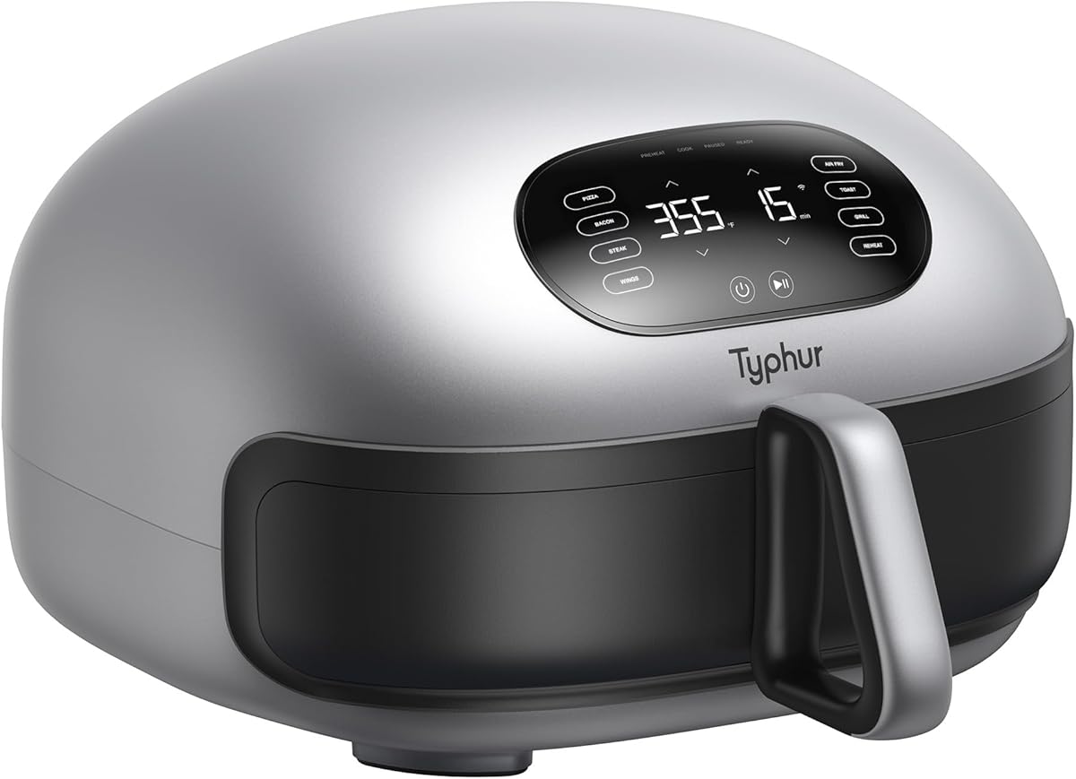 Typhur Dome 2 Air Fryer, Extra Large Airfryer with Superior Airflow, Self-cleaning Smart Digital Fryer with PFAS free Basket for Quick Easy Meals, Fits a 12" Pizza or 4-Slice Toast