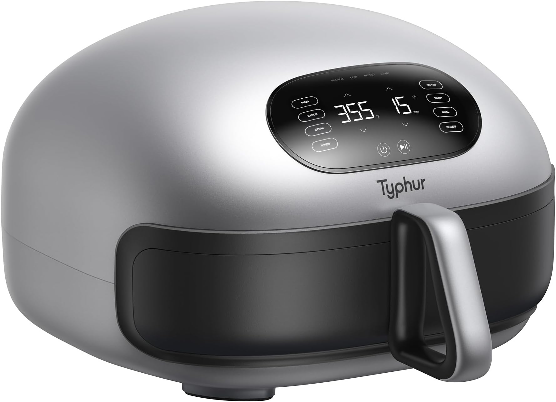 - Dome 2 AI Smart Air Fryer, Large Flat Airfryer with Top & Bottom Heating, Self-cleaning Digital Fryer, PFAS free Ceramic Basket, Fits a 12" Pizza or Steaks, Whisper-Quiet, 120V