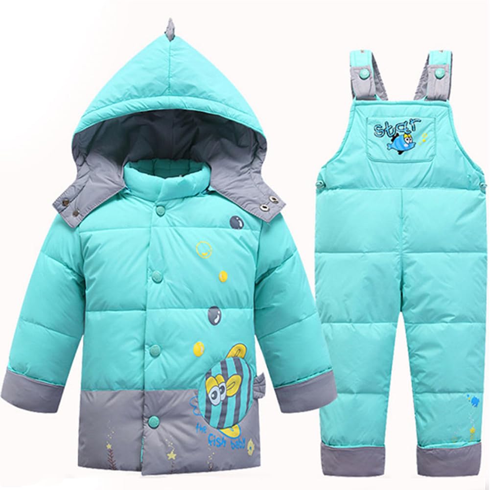Baby/Kleinkind Jungen Mädchen 2 Teilig Bekleidungsset Winter Schneeanzug Winteranzug Skianzug Daunenanzug Outfit, Dunkelblau-1, 92-98
