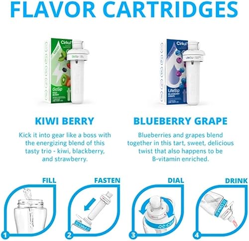 Miniatura 2 de Cirkul Kit de inicio de plástico de 32 onzas con tapa azul marino, 2 cartuchos de sabor (arándano uva y bayas de kiwi)