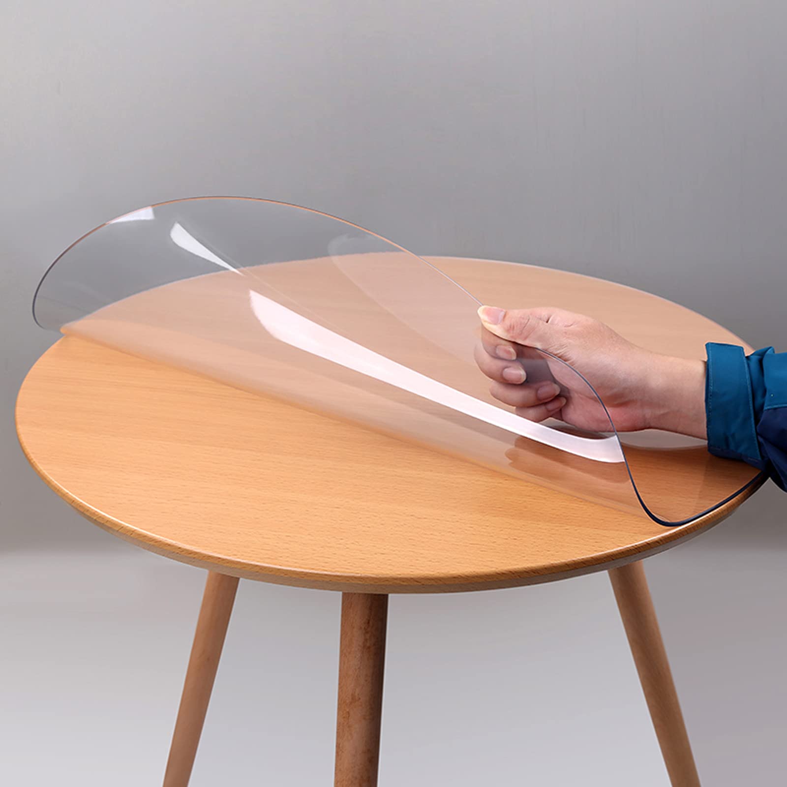 Copertura di Protezione Rotondo per Scrivania,Tovaglia Trasparente Spessore Circa 1mm,Pellicola Protegge Il Tavolo e I Tovaglie,a Prova di Schizzi e Non Cambia Colore (Diameter 140cm/55inch)