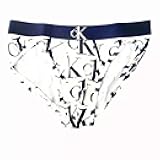 Men's CK ONE Microfiber Hip Brief (US, Alpha, Small, Regular, Regular, Blue Logo)