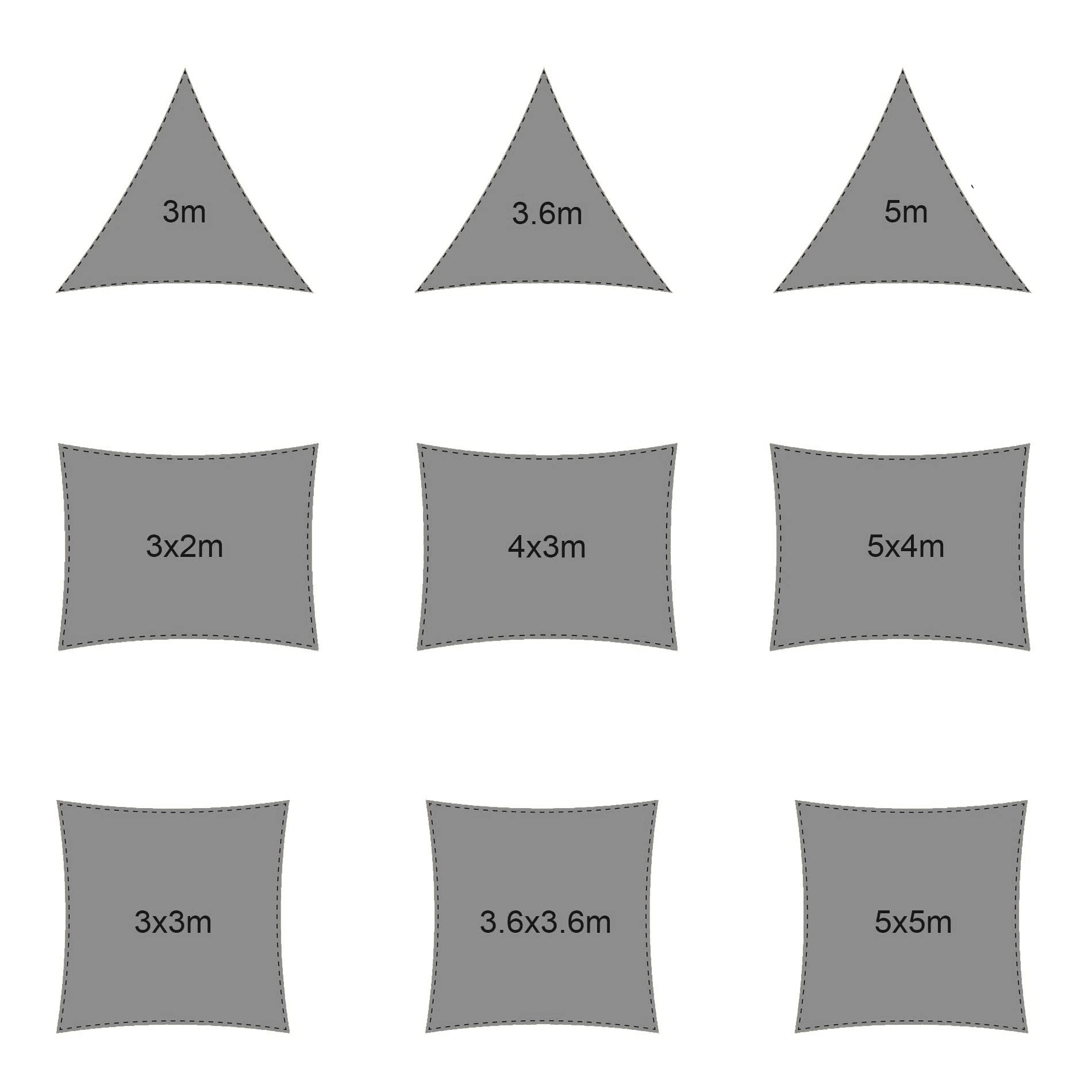 Rebecca Mobili Tenda Vela Quadrata, Vela Ombreggiante, Grigio Scuro, Polietilene Hdpe, Corde Incluse, Con Astuccio, Per Giardino Balcone - Misure: 3,6x3,6 mt - Art. RE6811