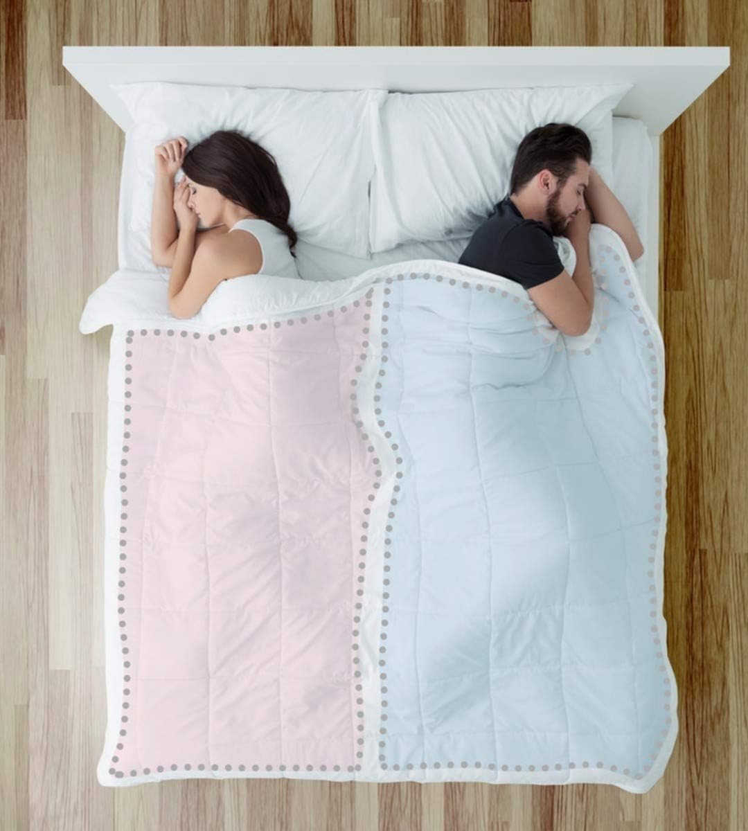 Dual Zone Couples Comforter - Warm (Thick) Side - Cool (Thin) Side, Hypoallergenic, Down Alternative, Corner Ties (Queen, White)