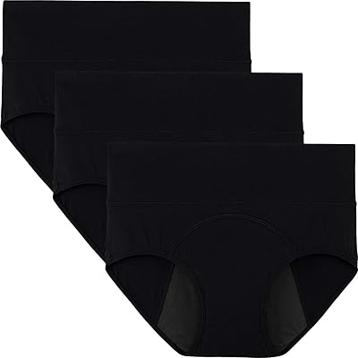 INNERSY Period Underwear for Women High Waisted Leak-Proof Postpartum Menstrual Panties 3-Pack