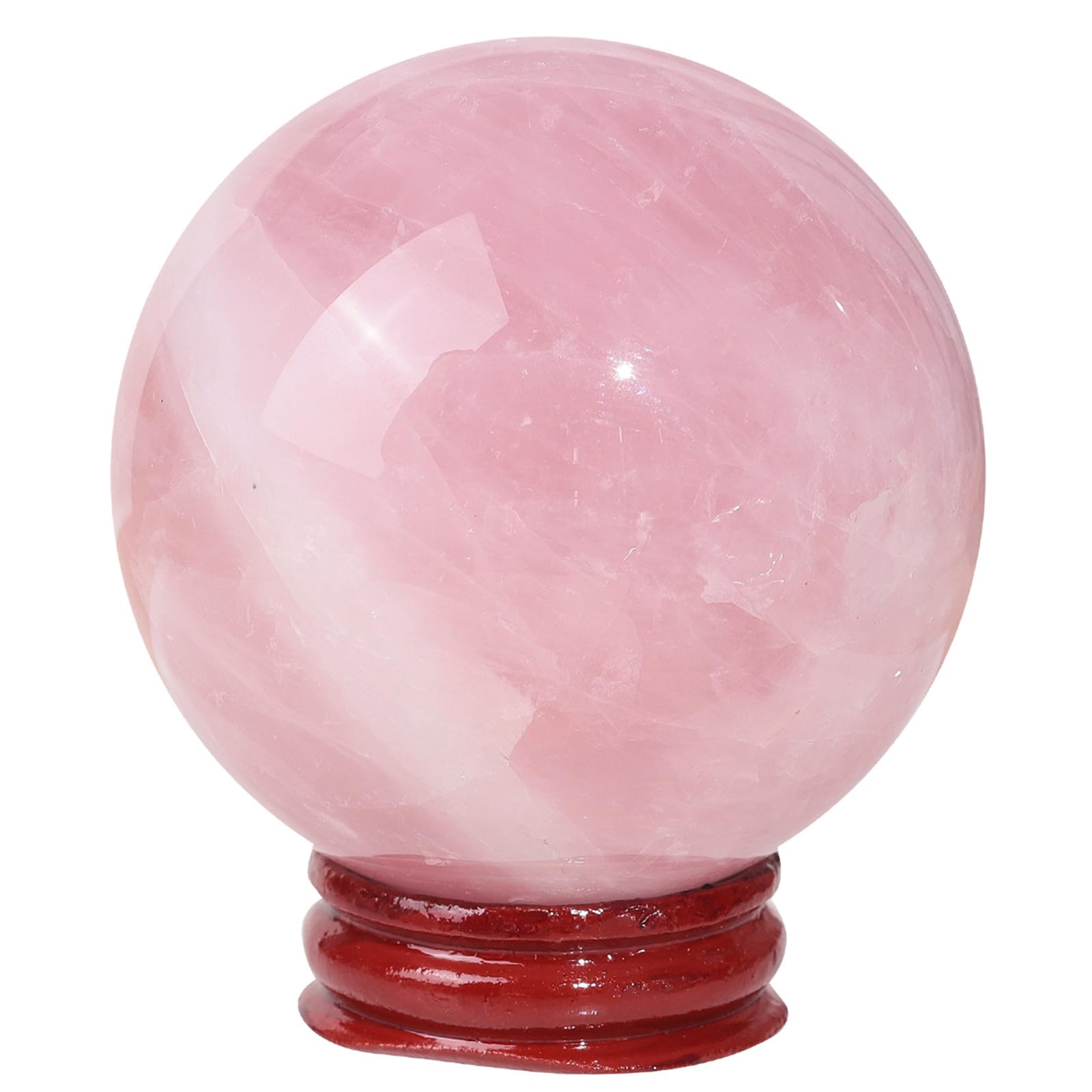 Nupuyai Natural Rose Quartz Crystal Ball with Wooden Stand