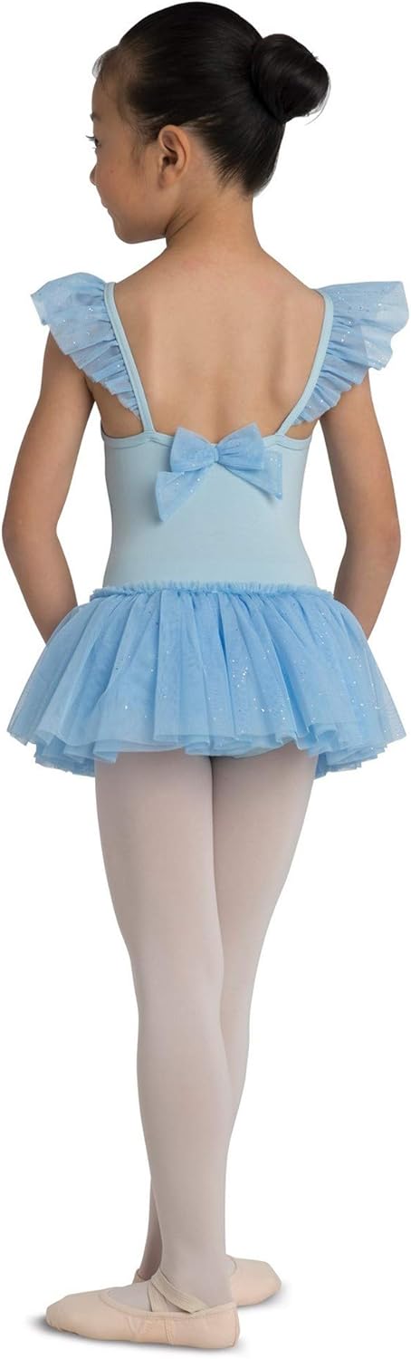 DanzNmotion by Danshuz Girl's Camisole Flutter Sleeve Dress, Lt Blue, 4-6