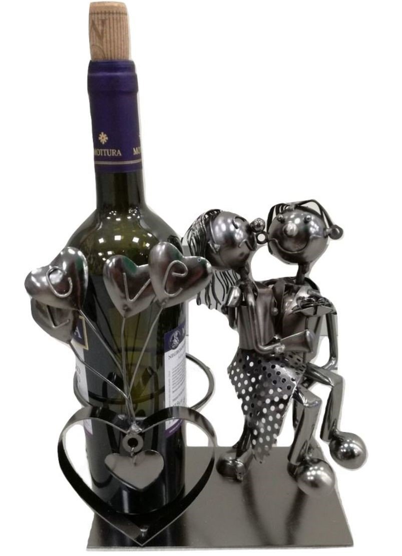 Botellero de metal de enamorados Enesco escultura de hierro para vinos