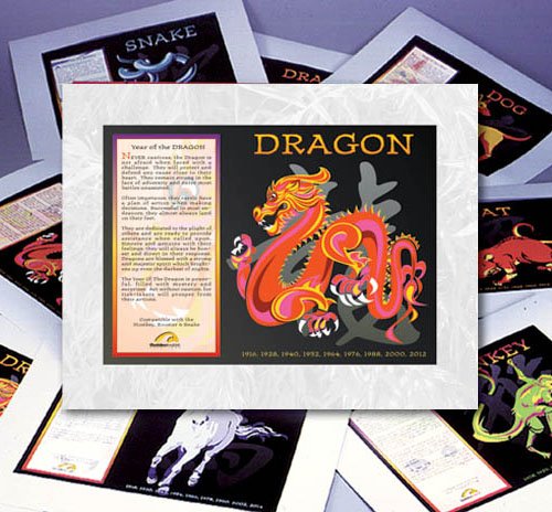 Goldenwave Creations Asian Oriental Chinese Zodiac Assorted 11" x 14" Posters Pack of 12 Different Animals