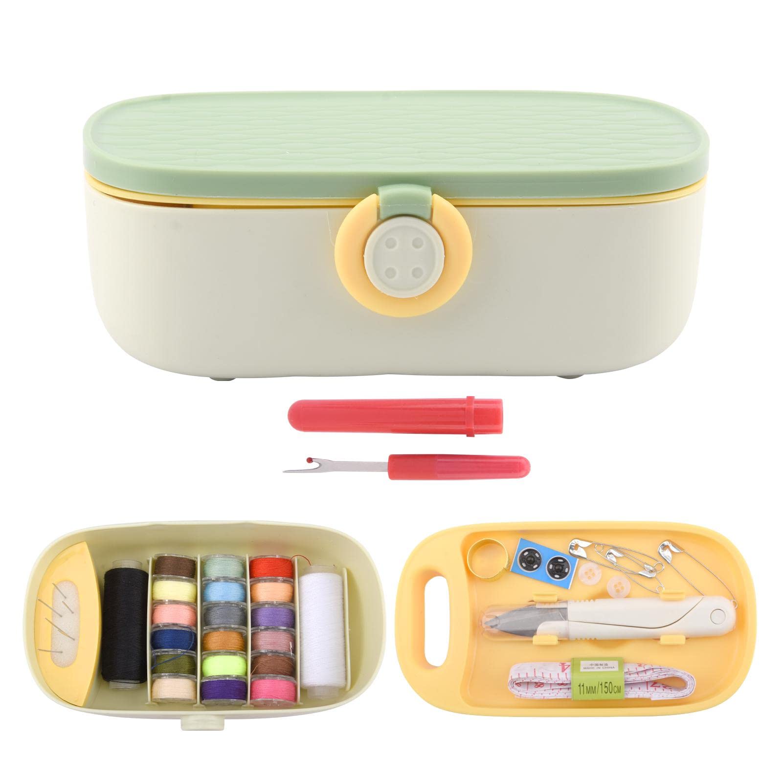 Mtbkeltics Sewing Kit Box, 45 Pcs Sewing Project Kit, Portable Family Sewing Supplies Repair Box, Sewing Kit for Adults Needle, Sewing Thread Accessories DIY Sewing Supplies Organizer