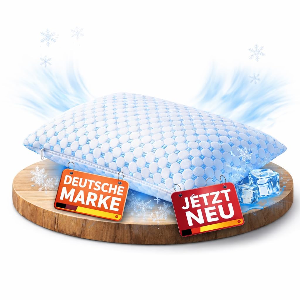 Kühlendes Kopfkissen 40x80 mit Kühlfunktion, Memory Foam Kissen ergonomisch, Nackenstützkissen für Seitenschläfer, hitzeregulierend gegen Schwitzen, Sommer Kopfkissen 40x80 höhenverstellbar