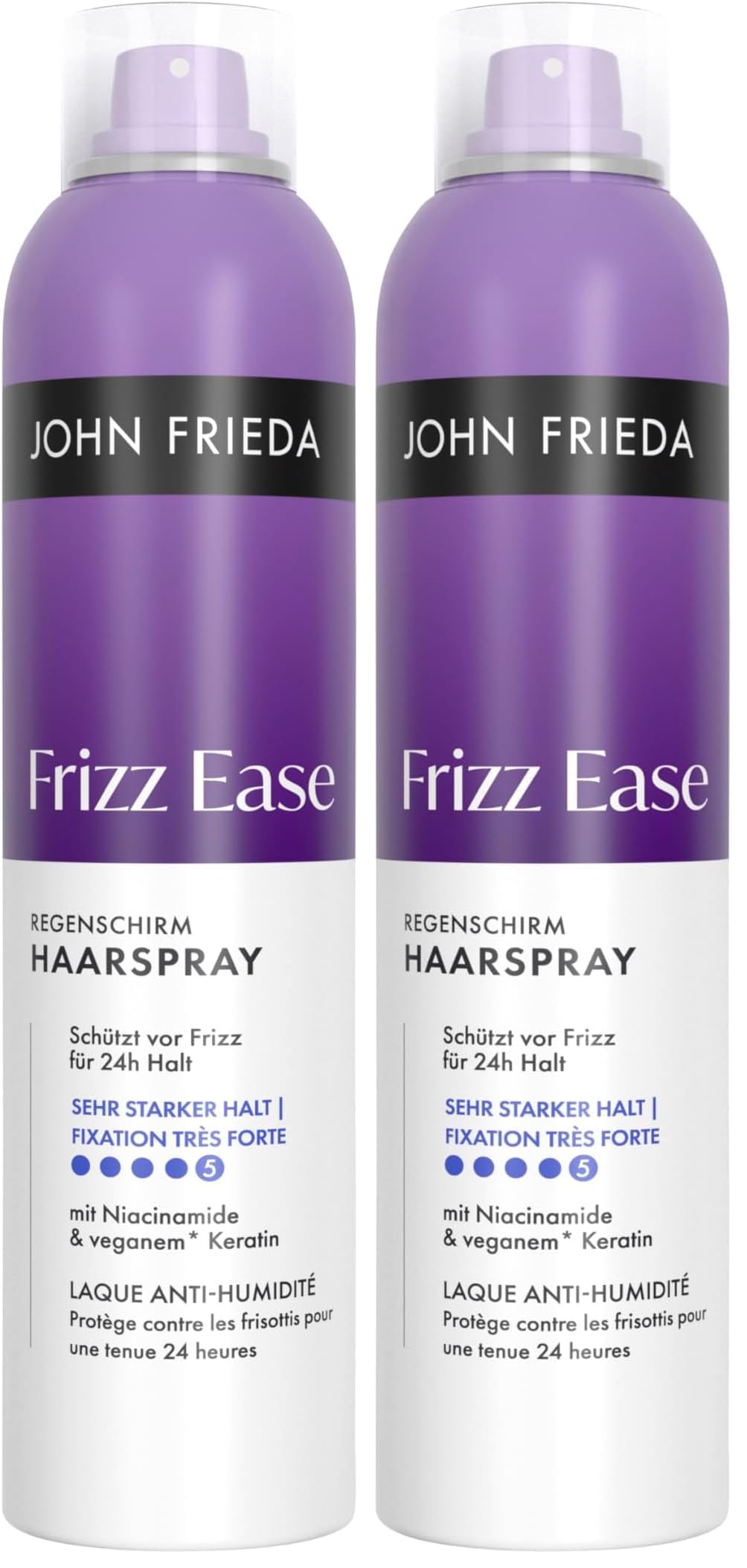 John Frieda Frizz Ease Regenschirm Haarspray – Inhalt: 250 ml – Haartyp: für alle Haartypen (Packung mit 2)