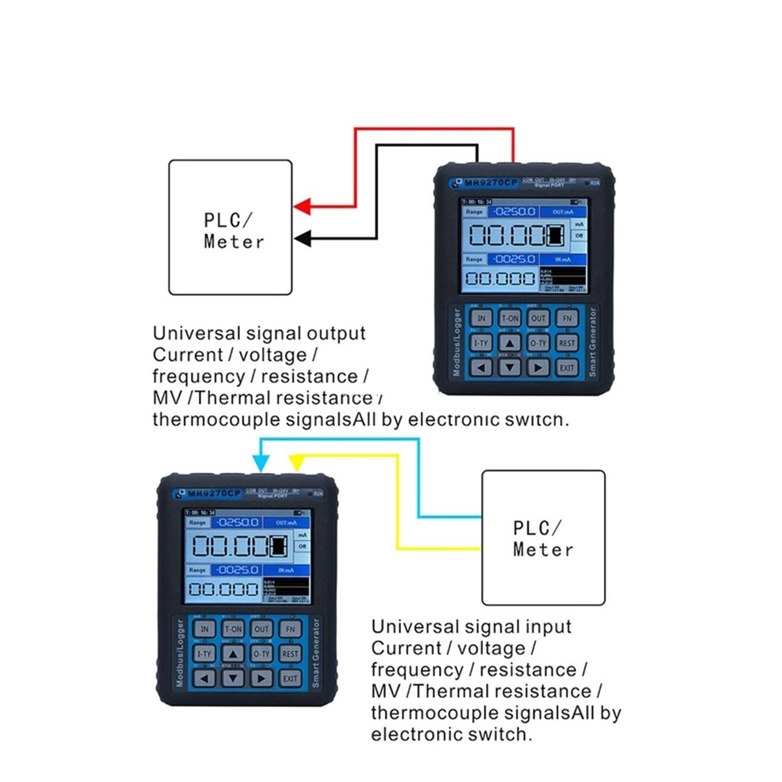 Multímetro digital inteligente recargable MR9270CP 4-20Ma Generador de señal Calibración Voltaje de corriente PT100 Resistencia térmica Termopar Depuración