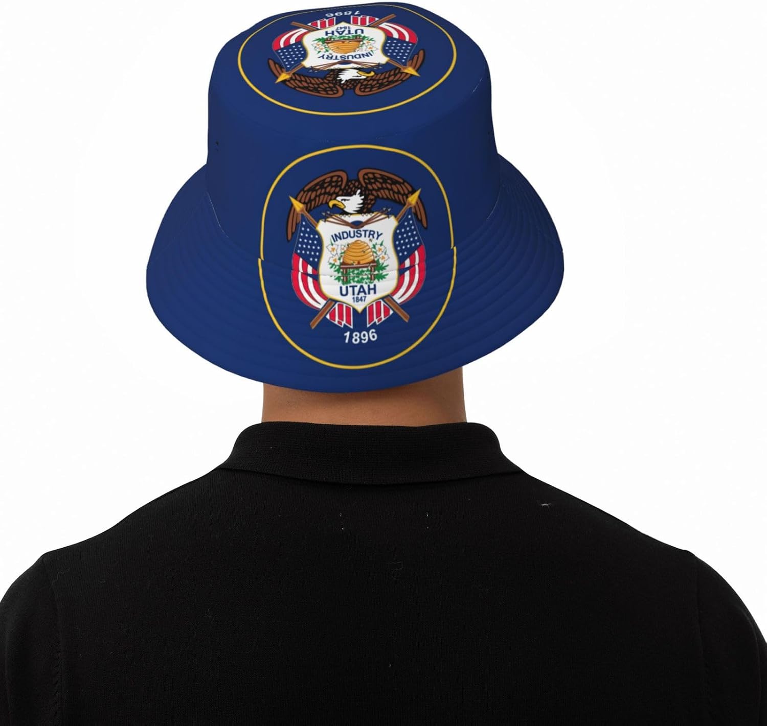 Utah Flag Print Winter Bucket Hat Packable Unisex Sun Hat Summer Travel Beach Fishing Cap for Men Women Black