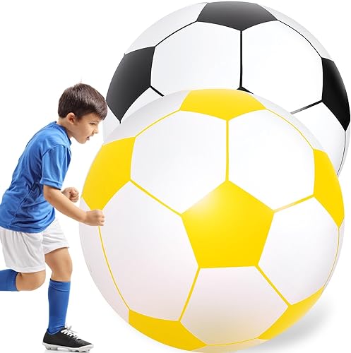 Lewtemi 2 pelotas de fútbol inflables gigantes de 40 pulgadas, globos de playa grandes y enormes globos de fútbol, deporte, fiesta de cumpleaños,