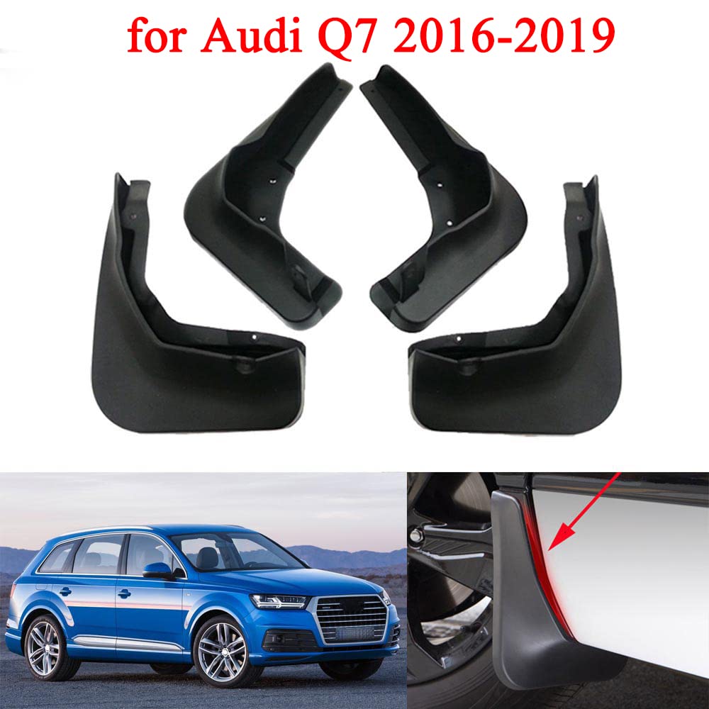 Nero 4pcs Deflettori Auto Passaruota anteriore e posteriore parafanghi paraspruzzi parafango Q7 sport 2016 2017 2018