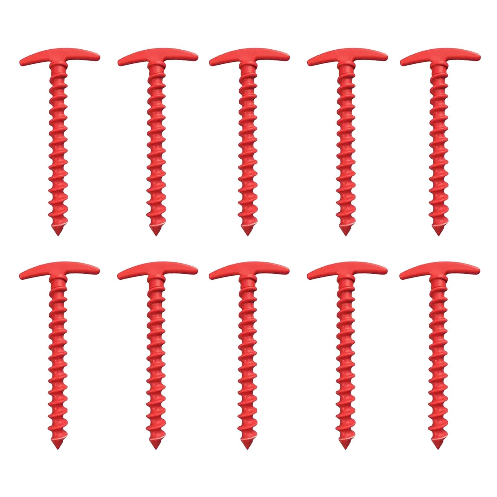 matumou 10Pcs Plastic Screw-in Tent Stake, Heavy Duty T-shaped Canopy Tent Peg, Windproof Spiral Ground Stake for Outdoor Camping Hiking
