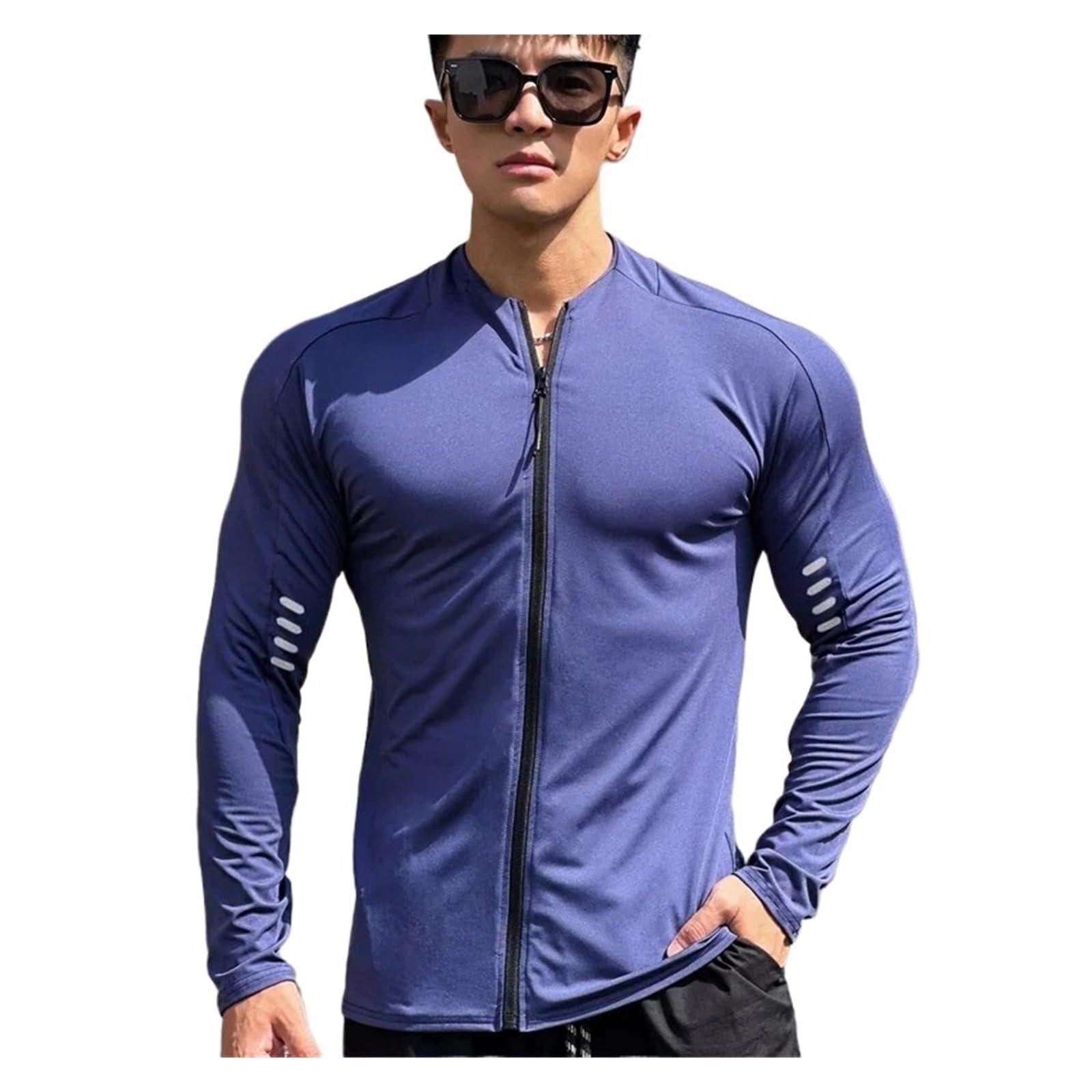 Giacca Modellante Uomo Ad Alta Elasticità – Asciugatura Rapida, Top Sportivo A Maniche Lunghe Per Corsa E Palestra (Nero, XXXL) - copertina