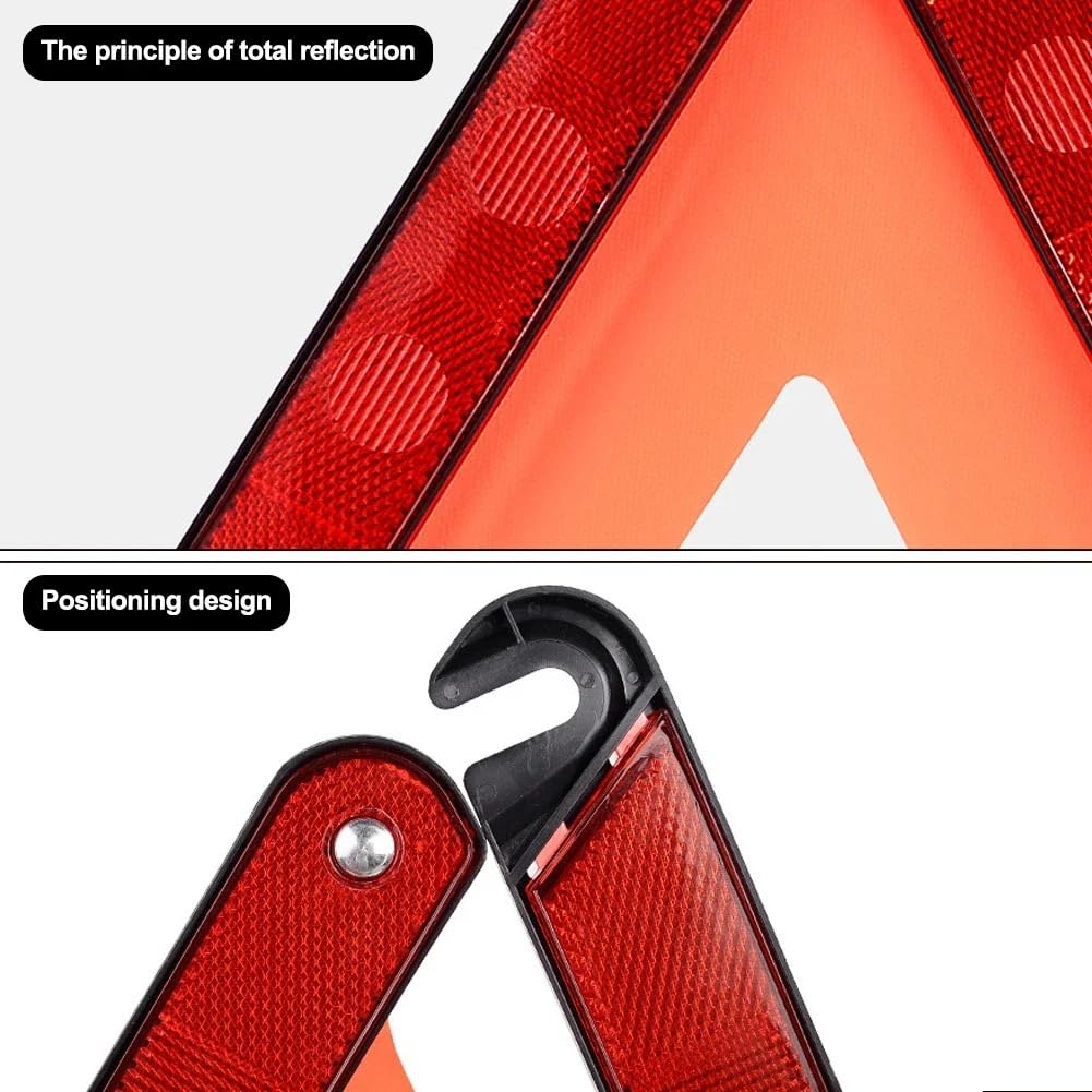 Triángulo de señalización Etiqueta de Peligro de Seguridad Plegable, señal de Parada, trípode Reflectante Triangular para Coche, señal de Advertencia de Emergencia
