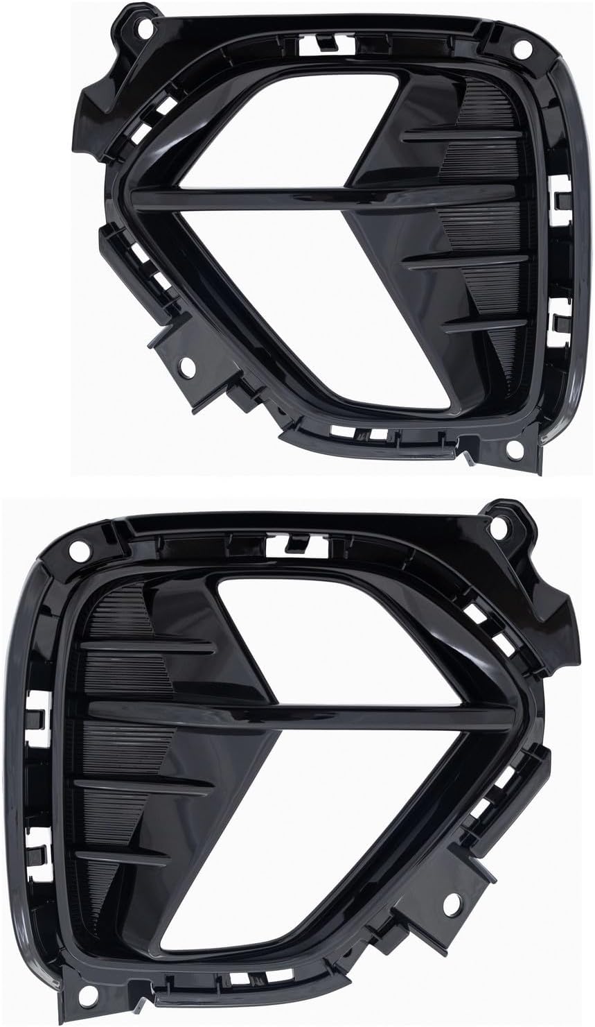 HEADLIGHTSDEPOT Driver and Passenger Side Back Up Lamp Bezels Compatible With Kia Niro 2020-2022 - Gloss Black - KI1139106/KI1138106