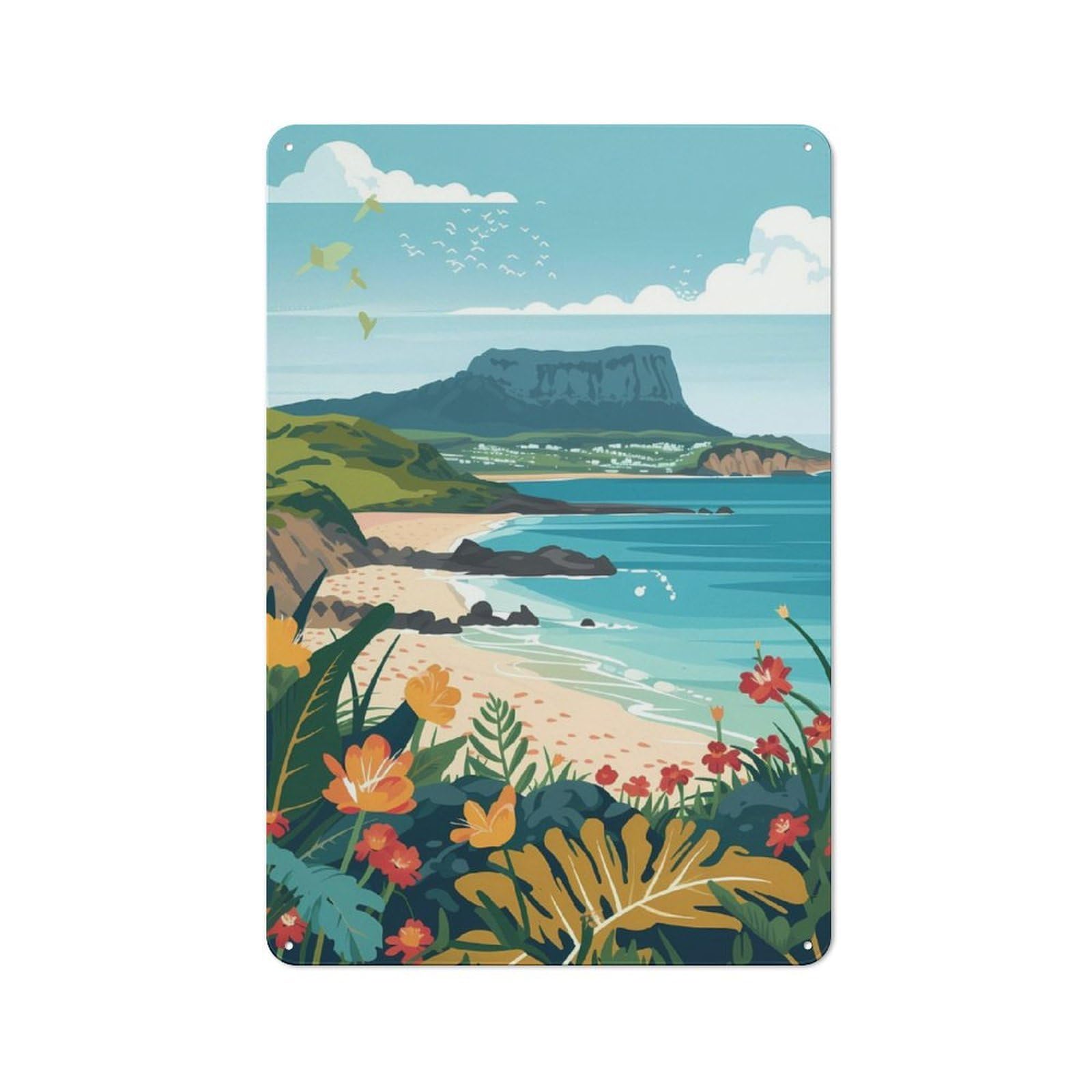 Junmoney Jeju Island Rustic Metal Sign 30X20cm Featuring For Hallway Wall, For Collectors Decorating Hallways And Entrance Areas