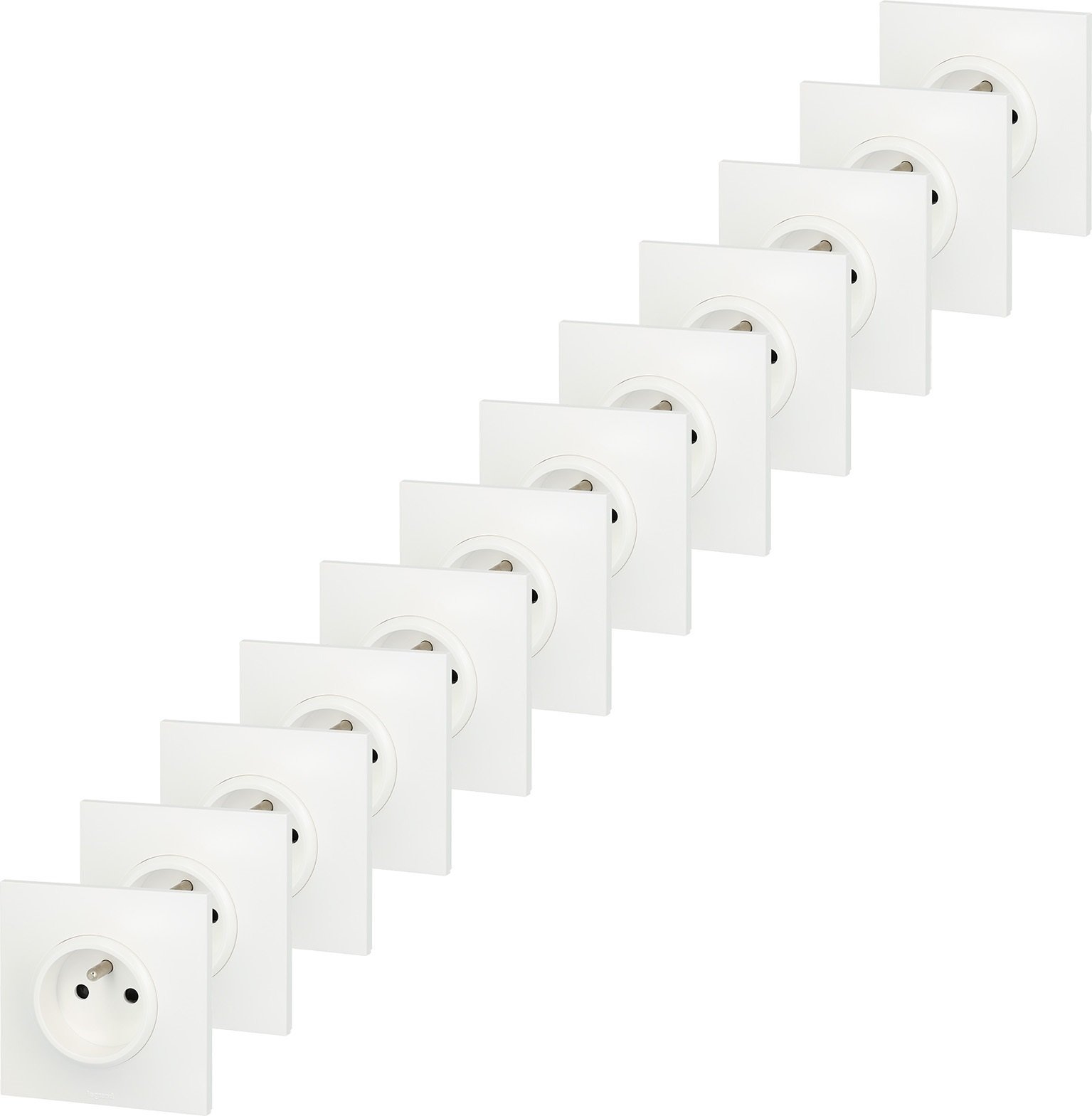 Prise 2P+T Monobloc Legrand Neptune en Lot de 12 Prises Murales Blanches