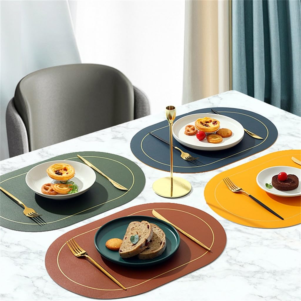 Décoration de Table, Sets de Table, Tapis de Cuisine/Salle à Manger en Cuir huilé Style Western, antidérapant, Isolant Thermique, idéal pour Les Repas d'hôtel