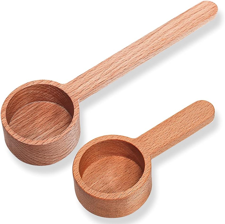 2 Pieces Coffee Scoops for Canisters, Wooden Tablespoon for