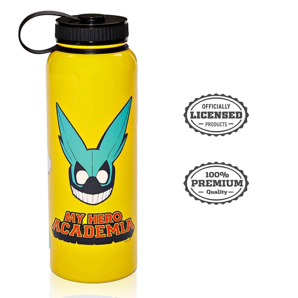 JUST FUNKY My Hero Academia Stainless Steel Water Bottle, 34 oz, Deku (Officially Licensed)