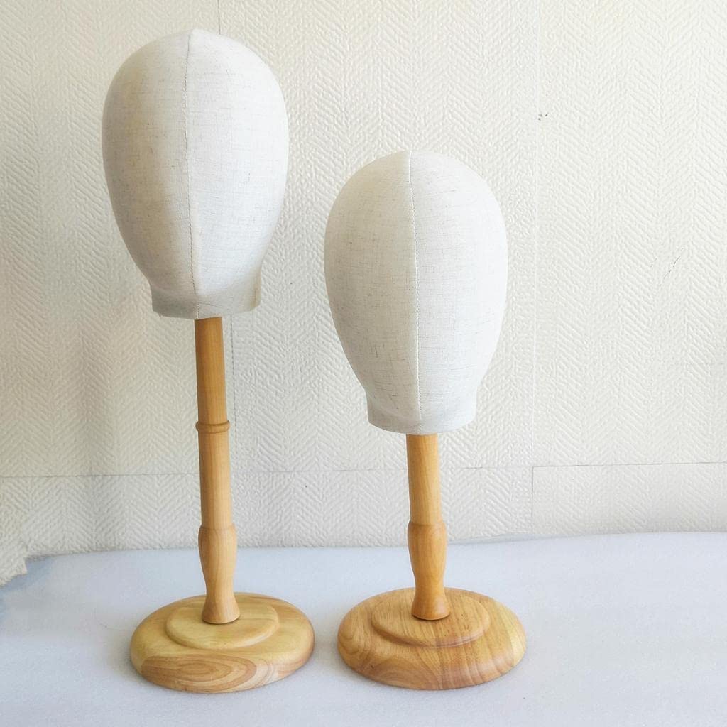 Generic Testa Manichino con Supporto Modello Testa Parrucca Porta Gioielli Porta Cappelli Espositore Occhiali in Tela Su Base Legno Adatto per Esposizione Neg, Legno alto