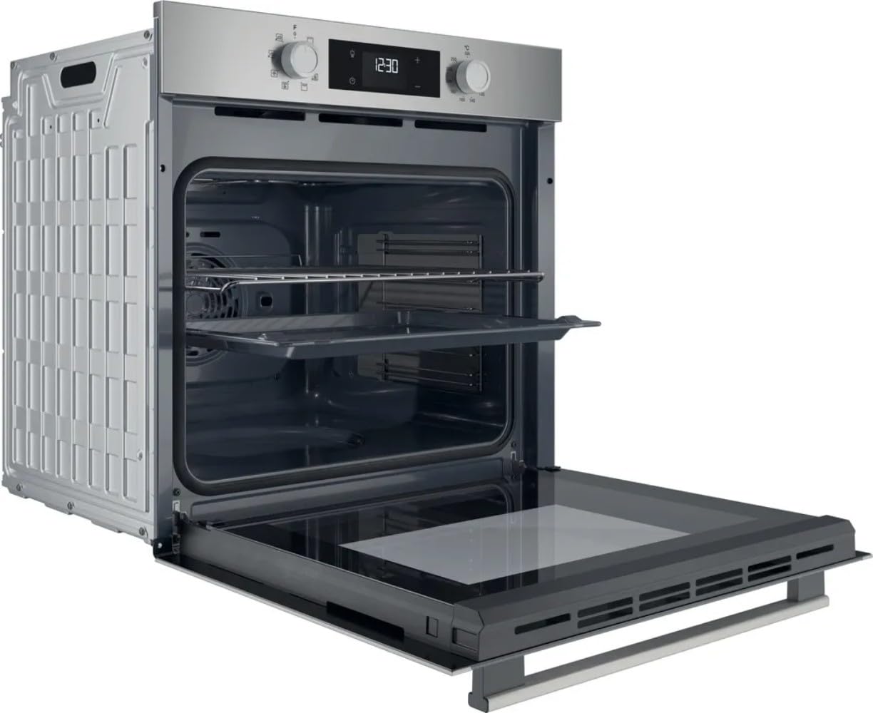 Hotpoint - HAO455CX Four Encastrable Catalyse 71L - Programmes Automatiques, Multifonction, Nettoyage Catalyse, Commande Électronique - Gril Basculant - Classe Énergétique A - Inox