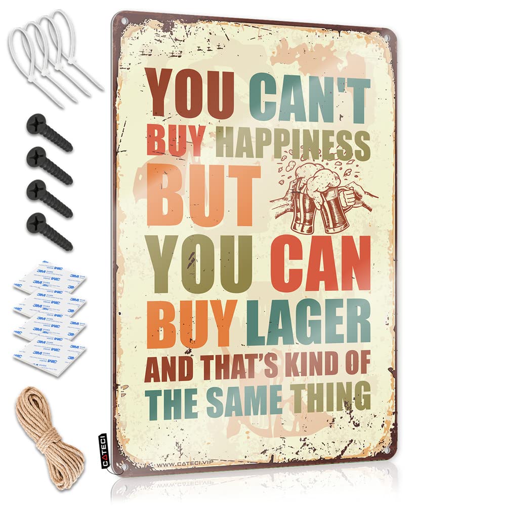 Outdoor Bar Decor You Can'T Buy Happiness But Can Lager Sign Funny Kitchen Decor Beer Bar Metal Sign(20X30CM)