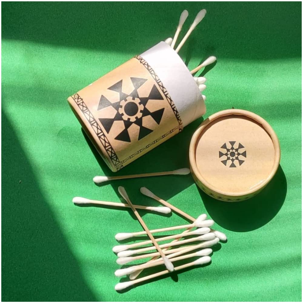 ONEarth Bamboo Cotton Ear Swabs Pack of 1 [80 buds] Earbuds use for earwax removal wooden ear buds for safe ear cleaning removing makeup-image-5
