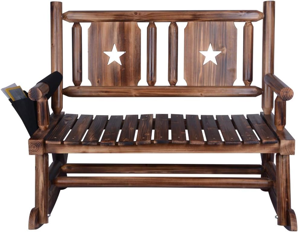 Amazon.com: XCSOURCE Outdoor Rocking Bench, Wooden Rocking Double Chair ...