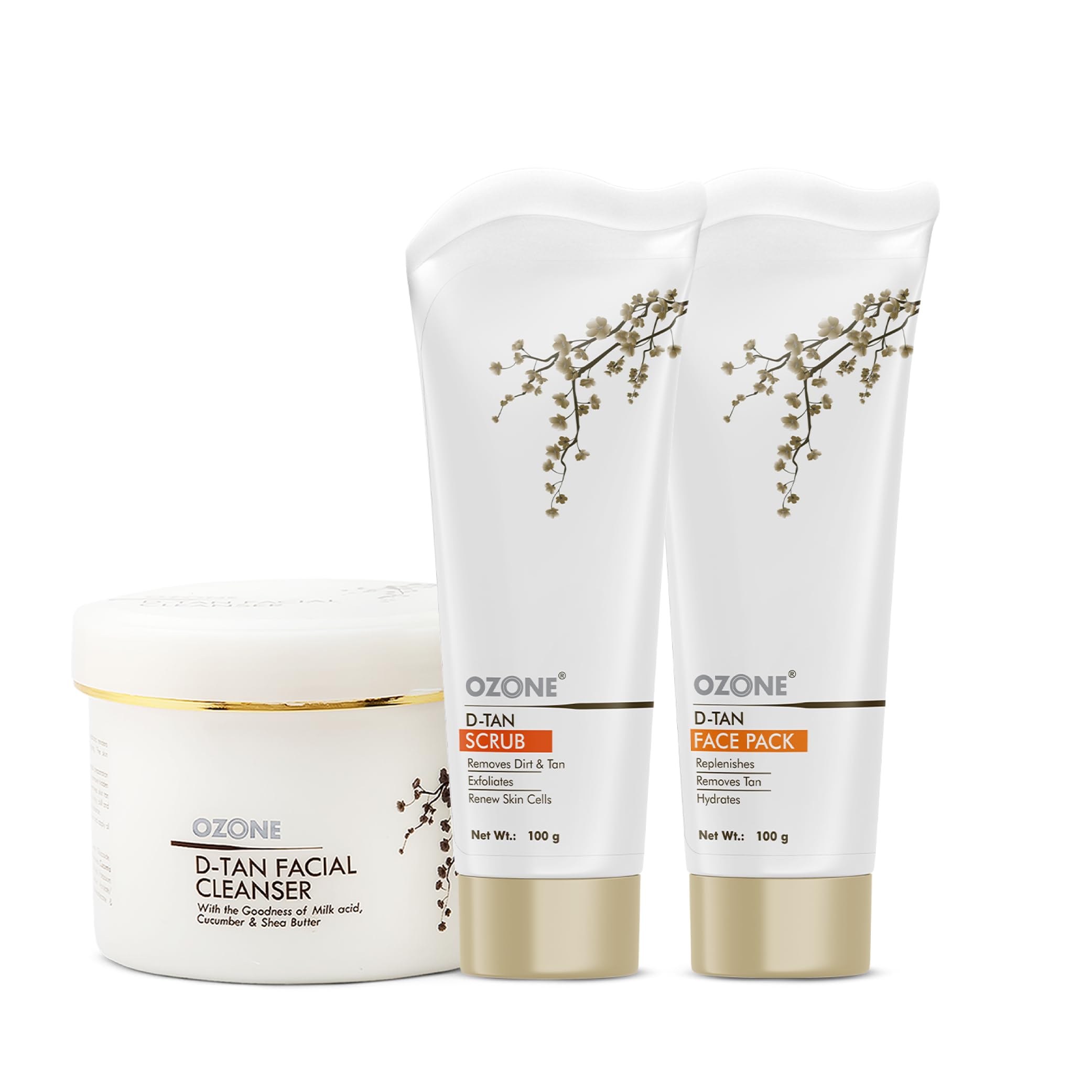 OZONE D Tan Trio (D Tan Cleanser 250g, Scrub 100g, Face Pack 100g) (3 Items in the set)