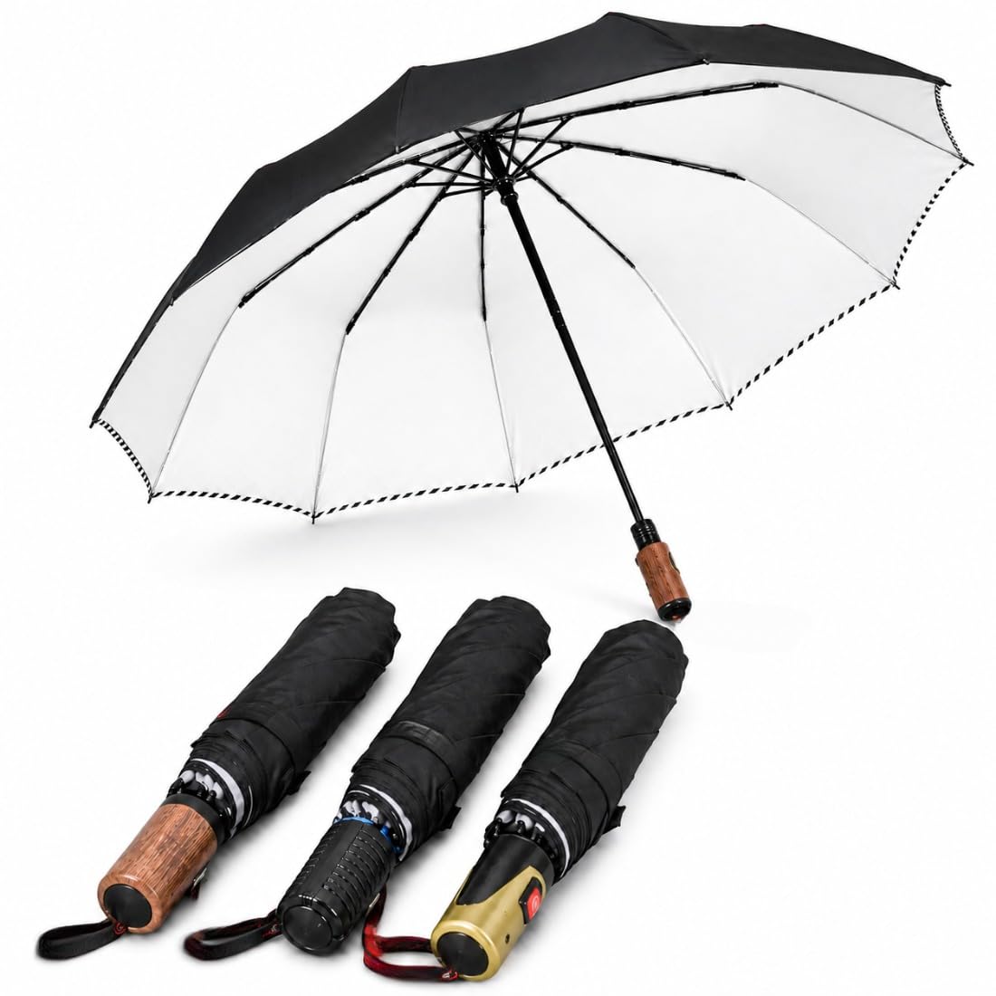 3 Fold Automatic Um-brella with Auto Open & Close | UV Coated Windproof Large Size Um-brella for Rain & Sun Protection | Portable Travel Um-brella for Men, Women, Boys & Girls (Random Color)-image-43