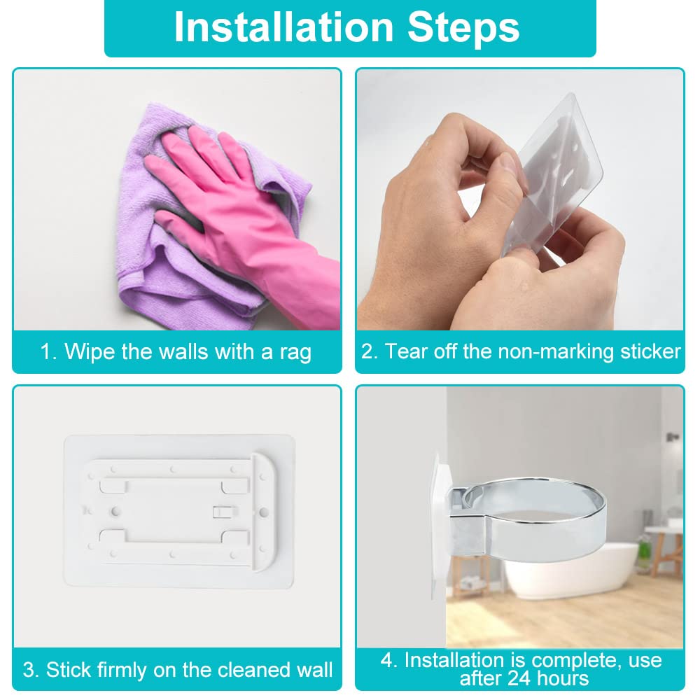 Supporto Asciugacapelli Autoadesivo - Senza Perforazione, Carico 3kg, Per Bagno - Foto 2