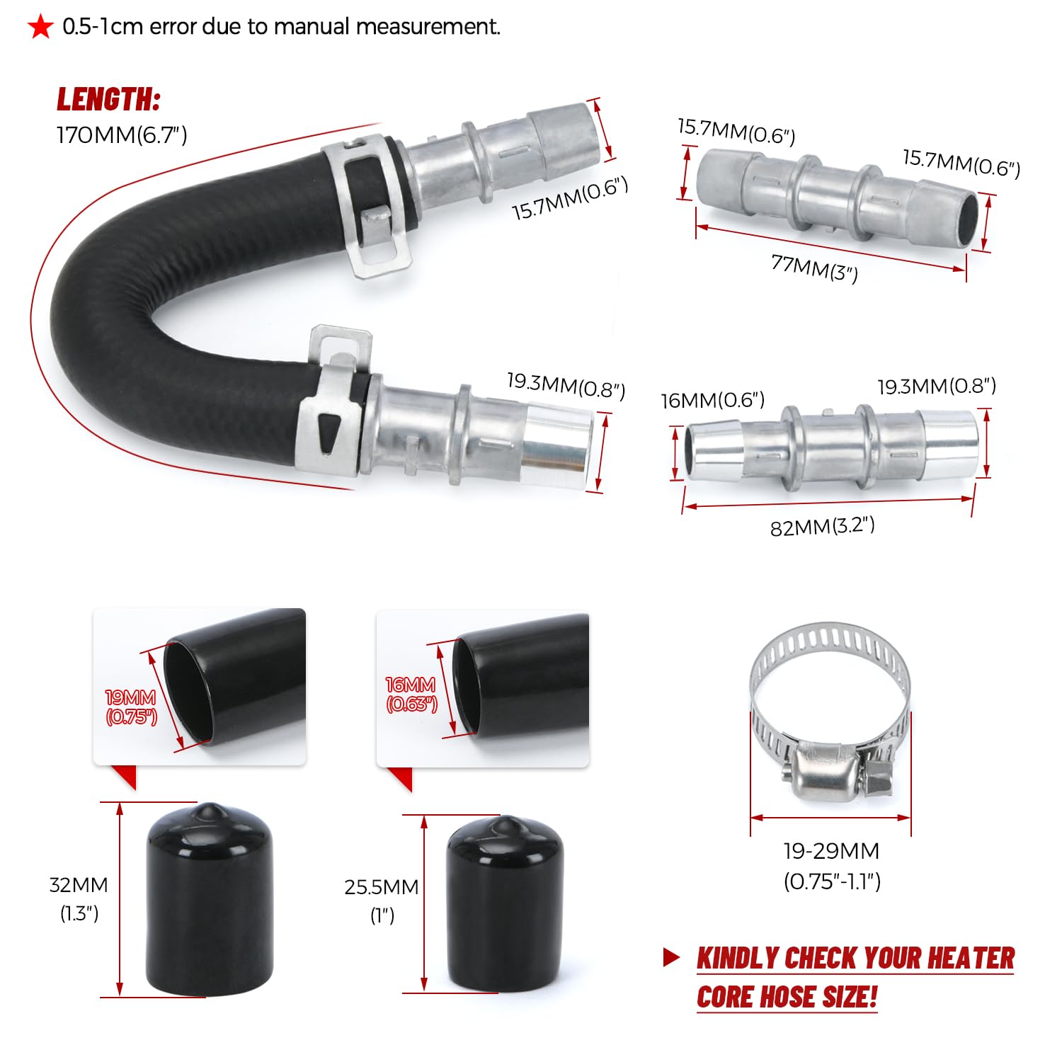 Snapklik.com : PQY Engine Heater Core Hose Kit 5/8