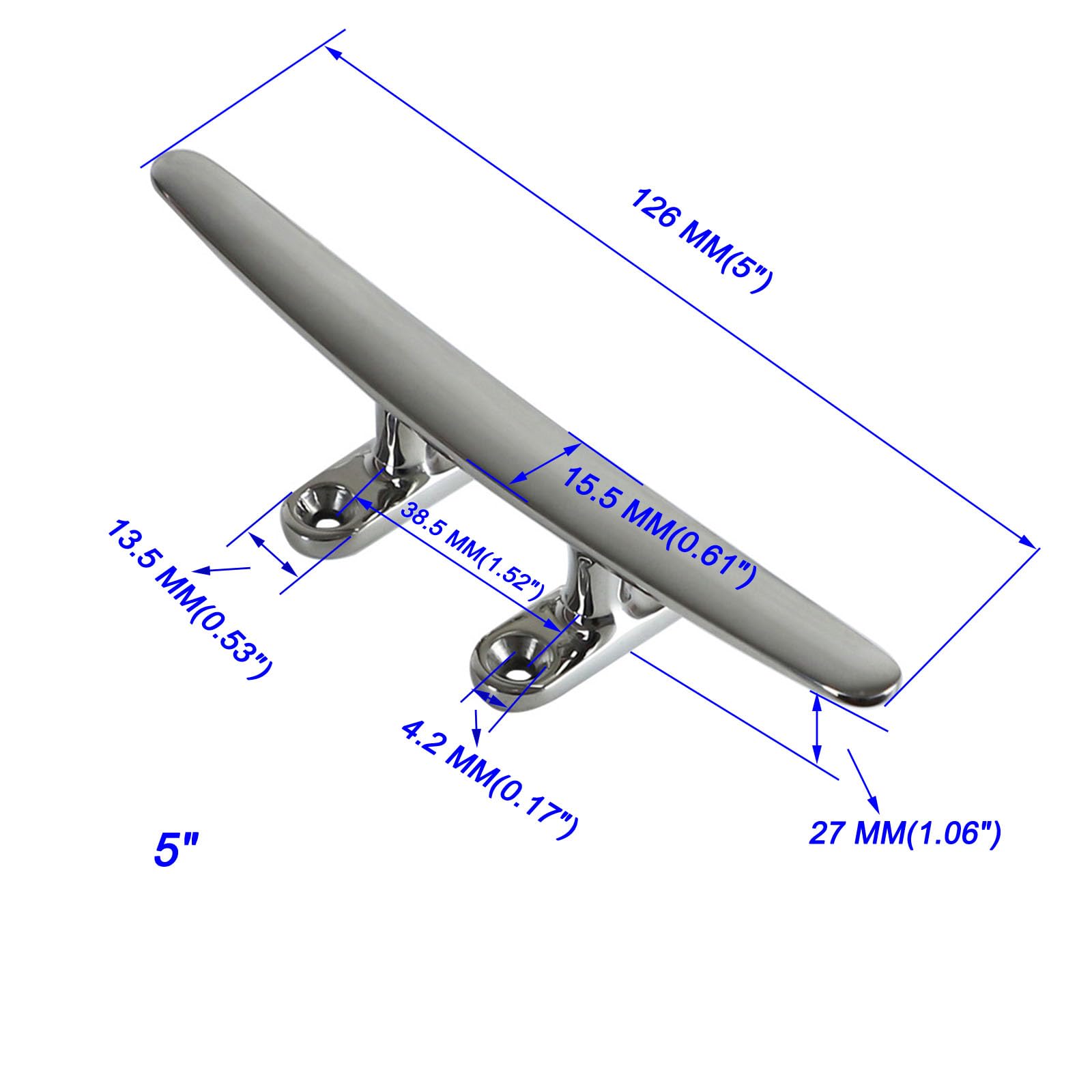 2 Pezzi da 126 mm Corda da 126 mm 316 in Acciaio Inox per Barca, Accessori per Barca, Base Aperta, Kayak, Corda, Cravatta, Torcia per banchine, Porte, Yacht, Piscina, Costa decorativati