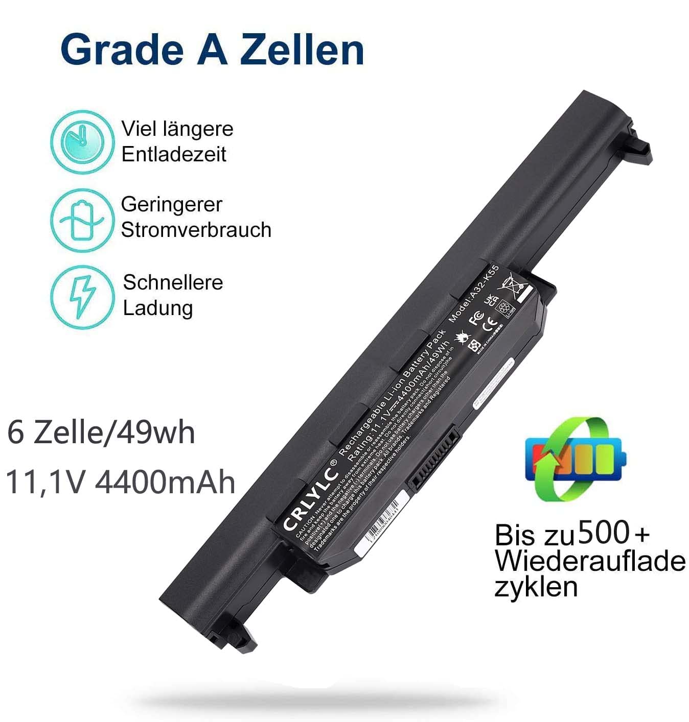 Batteria Per Portatile ASUS A32-K55 - 4400mAh 11.1V, Compatibile Con Molti Modelli - Foto 5